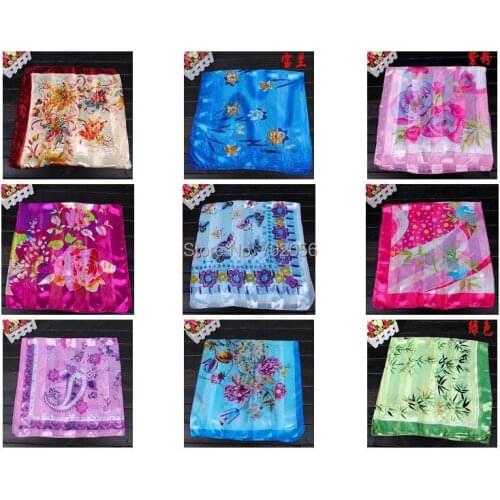 Satin rayon silk polyster 100cm Square Scarf Neckscarf sarongs shawl warp Hijabs mixed#3675