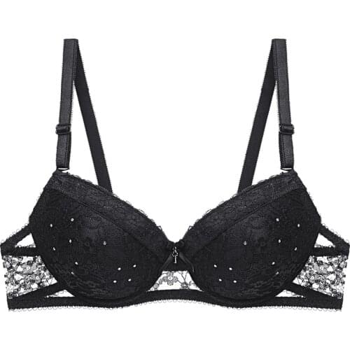 Sexy Lace Embroidery Lingerie Top for Women Padded Bra Underwire Bralette B C Cup Plus Size Brassiere