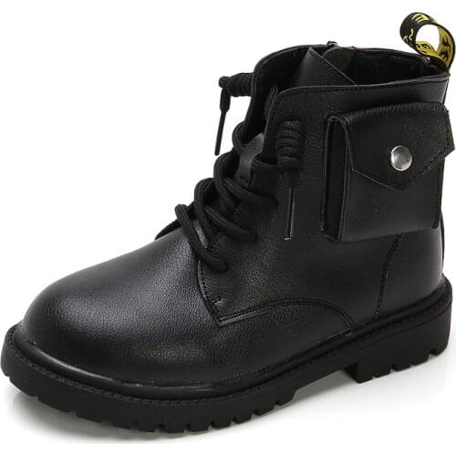Teens Kids Black Shoes Girlish Winter 2020 For Princess ChildrenS Shoes For Autumn Girl Boy Boots Leather School 6 14 Years Old