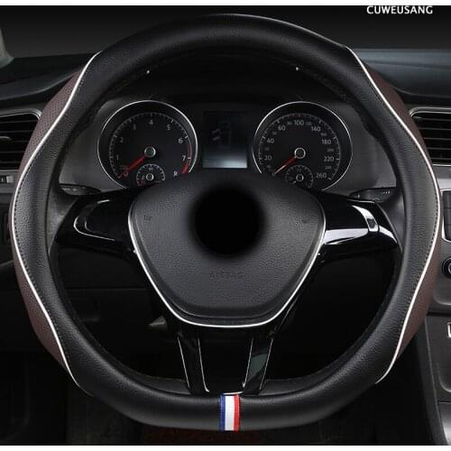 CUWEUSANG Leather Car Steering Wheel Cover For Mitsubishi ASX Outlander Lancer Pajero L200 Mirage Triton Attrage