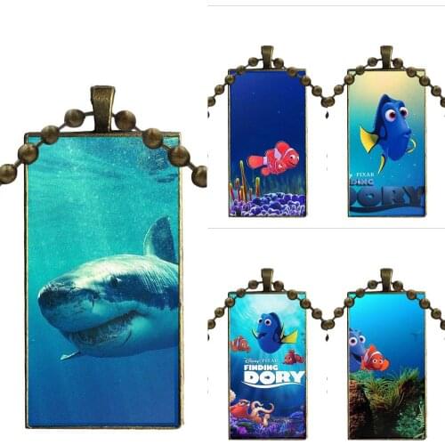 For Men Women Party Gift Necklace Fashion Long Chain With Rectangle Necklace Jewelry Finding Nemo Marlin Dory Nem Film