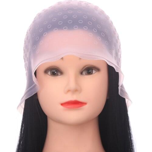 Hair Dyeing Cap Hook Brush Coloring Highlighting Professional Reusable Silicone Dye Hat Hair Color Highlighting Hairdressing Cap
