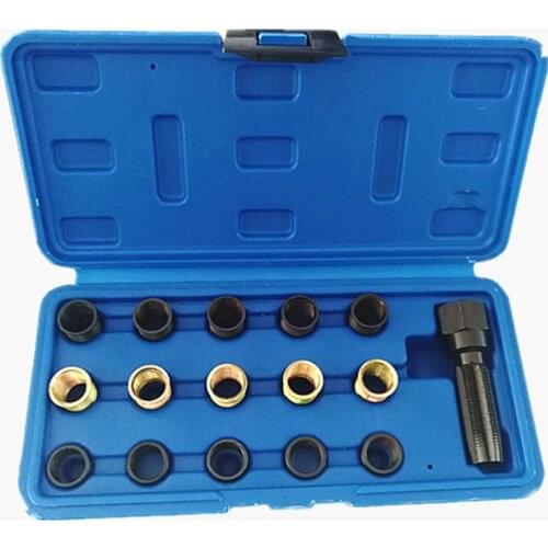 16pcs 14mm Spark Plug Rethread Kit Reamer Tap Thread Repair M14x1.25 Cylinder Head Helicoil