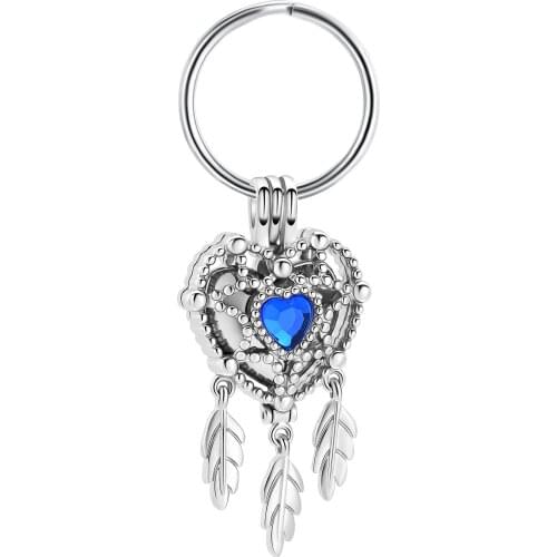 Cremation Jewelry Heart Dream Catcher Urn Keychain for Human Ashes Cremation Keepsake Memorial Urn Keyring for Women Men