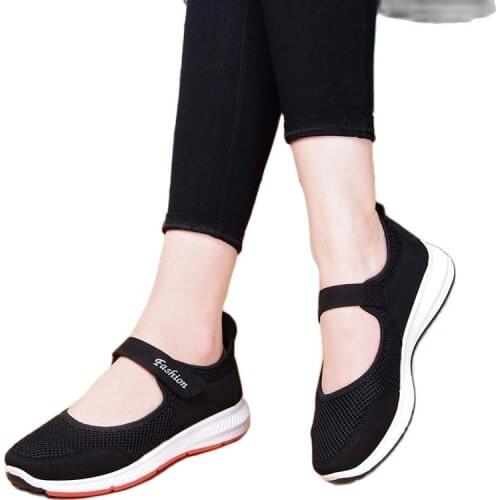 2021 Fashion Women Sneakers Women Mesh Breathable Casual Shoes Lightweight Velcro Soft Bottom Elderly Walking Shoes for Women