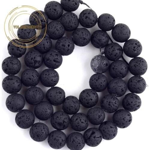 Natural Stone Black Lava Hematite Round Beads For Jewelry Making Needlework Volcanic Rock Minerals Beads DIY Bracelet 4/6/8/10mm