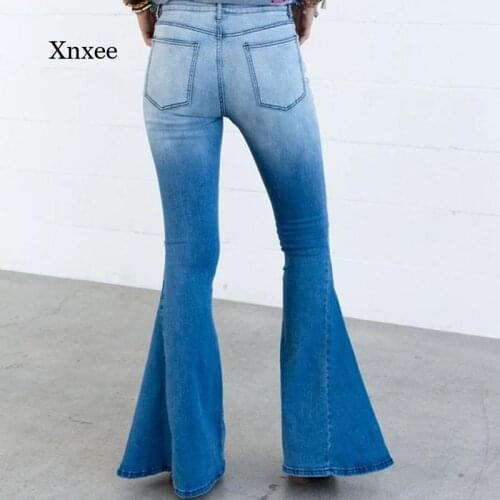 Summer Jeans Flared Trousers Women Autumn of 2021 Washed Ol Long Denim Wide Leg Pants High Waist Elastic Casual Bottoms Clothes