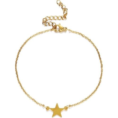 Fashion Star Golden Bracelet For Women Stainless Steel Chain Bracelets Wrist Pulseras Jewelry Adjustable Length