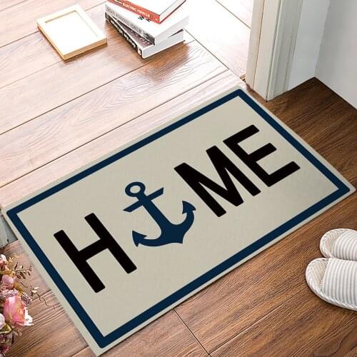 Nautical Navy Ble Anchor Home Beige Door Mats Kitchen Floor Bath Entrance Rug Mat Absorbent Indoor Bathroom Rubber Non Slipes