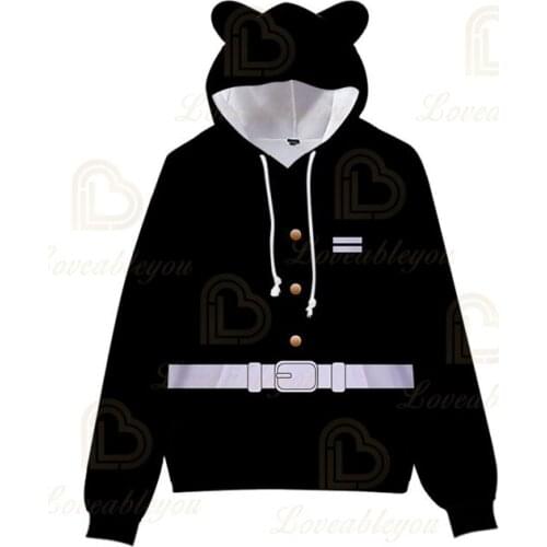 Anime Demon Slayer Cosplay Male Hoodies for Kids Hooded Pullover Cat Ear Hooded Spring Hoody Jacket for Halloween Party
