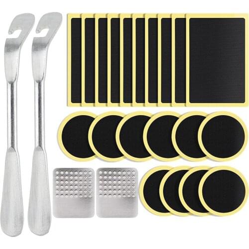 Bicycle Tire Repair Kit Bicycle Tire Patch, Iron Tire Spoon No Glue Self-Adhesive Patch with Metal File for Bicycle