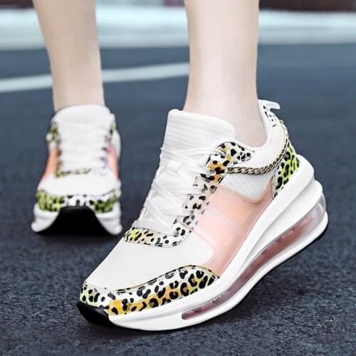 2020 New Leopard-print Platform Shoe Women Air Cushion Shoes Woman Shoes Outdoor Solid Heightening Footwear