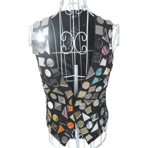 New arrival designer 2020 singer tage male suit mirror irregular small vest men waistcoat cappotto
