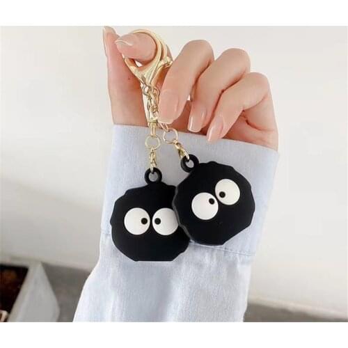 New Arrival Black Briquettes Bags For Apple Airtag Case Cartoon Silicone Protective Sleeve Airtags Dog Anti-lost Tracker