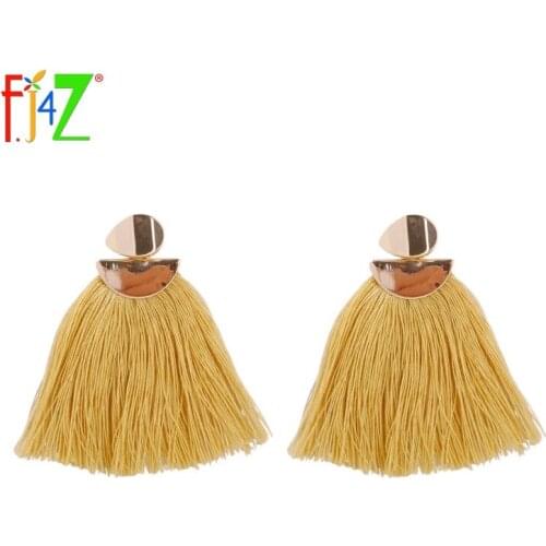 F.J4Z New Fashion Brand Design Gold Color Geometric Tassel Pendant Earrings for women Bijoux
