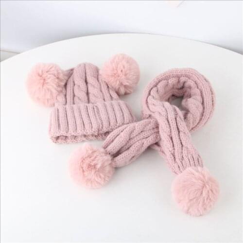New Autumn and Winter Cap+Hat 2PCS Set Infants Warm Knitted Hats 2021 Boys and Girls Wool Hat Solid Cute Casual Accessories