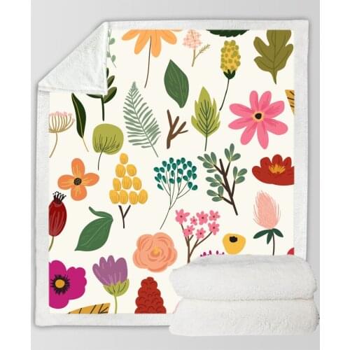 Flower Sunflower Funny Character Blanket 3D Print Sherpa Blanket on Bed Home Textiles Dreamlike Style 02