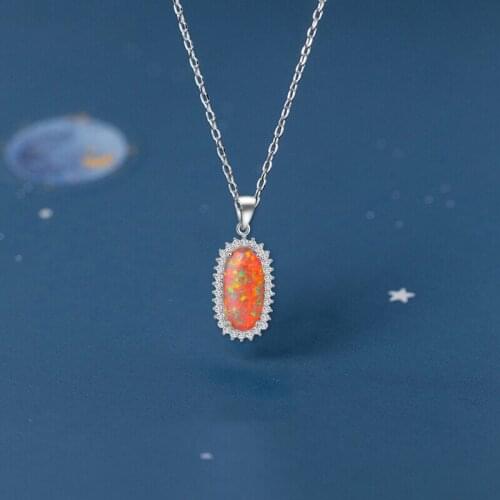 Luxury Design CZ Orange Fire Opal Silver Stamped Necklaces Pendants Anniversary Fashion Jewelry OP593