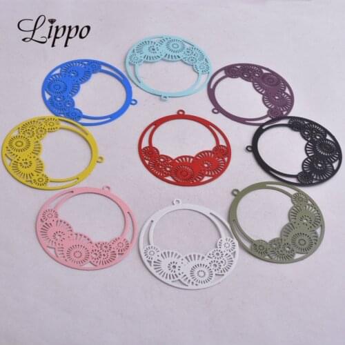 30pcs AB2698 39mm*41mm Round Charms Flower Basket Pendants For Jewelry Making Earrings DIY