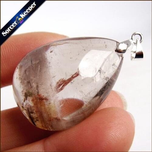 Rare Natural Quartz Gold Rutilated Garden Quartz Crystal Love Necklace Pendant natural minerals Fish Tank Beads MS966