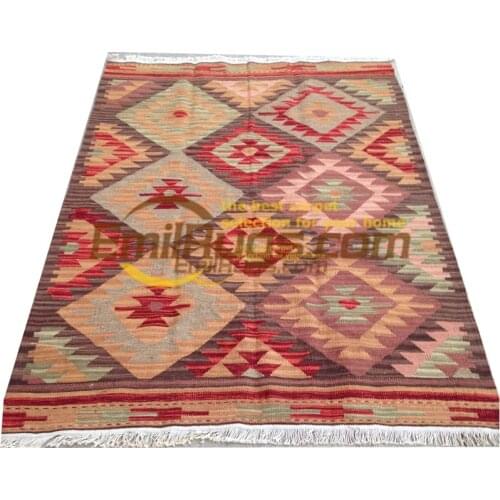 Handmade wool kilim rugs living room rug bedroon bedside blanket corridor Mediterranean style FC03V1gc131yg4