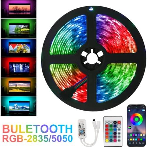 Led RGB 5050 5M 10M 15M DC 12V SMD 2835 Flexible Waterproof Tape Diode Remote Control+Adapter LED Strips Lights Bluetooth Luces