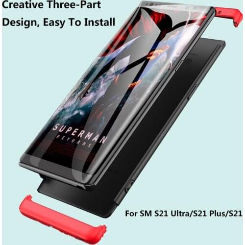 Three-Part Design PC Hard Phone Cover For Samsung Galaxy S21 S21Plus S21Ultra Case Anti Fingerprint Shockproof Protective Funda