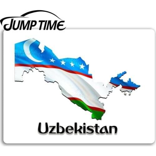 Jump Time for Uzbekistan Map Vinyl Stickers Flag Cool Travel Sticker Luggage Truck Window Bumper Decal Waterproof Accessories