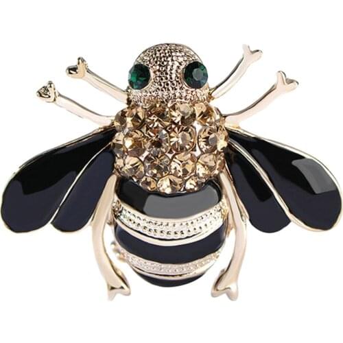 High Quality Bees Brooch Black Enamel Corsage Hats Scarf Clips Accessories Green Eyes Brooches For Woman Party 2018 Hot Sale