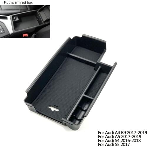 Armrest Storage Box For Audi A4 B9 A5 S4 S5 Center Console Bin Glove Tray Holder Case Car Organizer