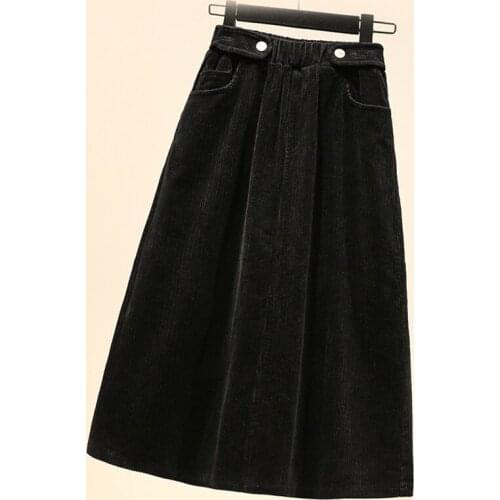 2021 Corduroy Skirt Autumn Winter Vintage Harajuku Loose A-line Female Long Skirt High Waist Lady Skirt high waist ruffle skirt
