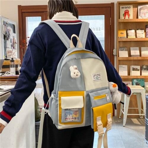 2021 High Quality Canvas Women Tote Backpack Female Cute Cartoon Schoolbag For Teenage Girls Travel Backpacks Book Bag Mochilas