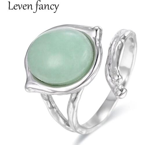 Elegant Genuine Gemstone Green Amazonite Ring Hawaii Beach Jewelry 925 Sterling Silver Engagement Wedding Boho Gift Gem Rings