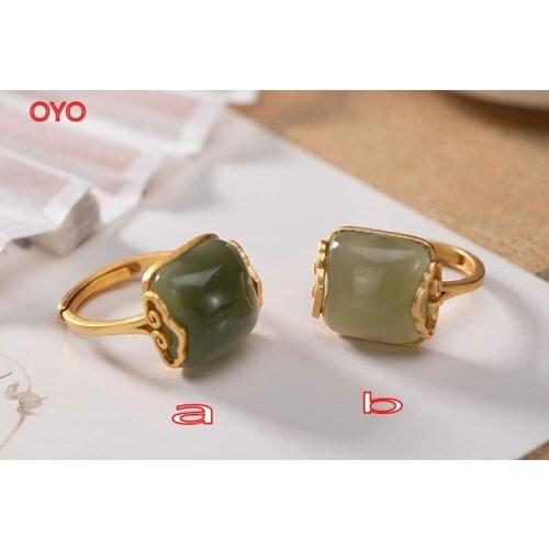 S925 sterling silver natural jade sapphire personality auspicious cloud temperament open ladies ring