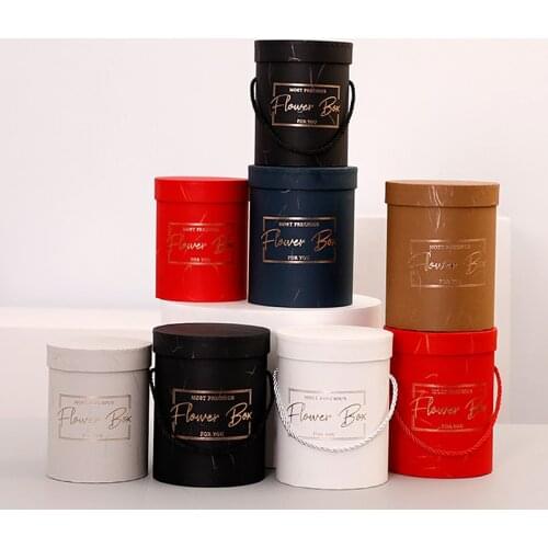 1pcs Portable Round Flower Cone Gift Paper Boxes Lid Hug Bucket Packaging Box Wedding Candy Box
