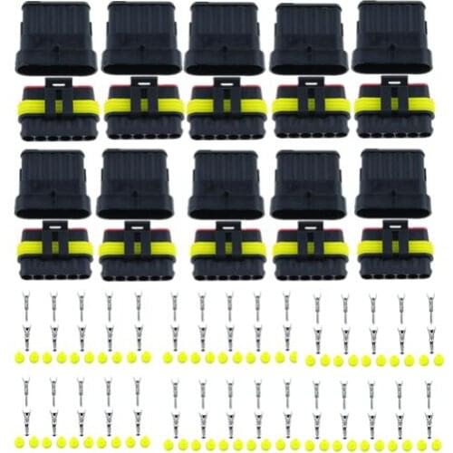 10 sets Kit 6P 6Pins Way AMP 1.5 Super seal Waterproof Electrical automotive Wire Connector Plug for car Motorcycle