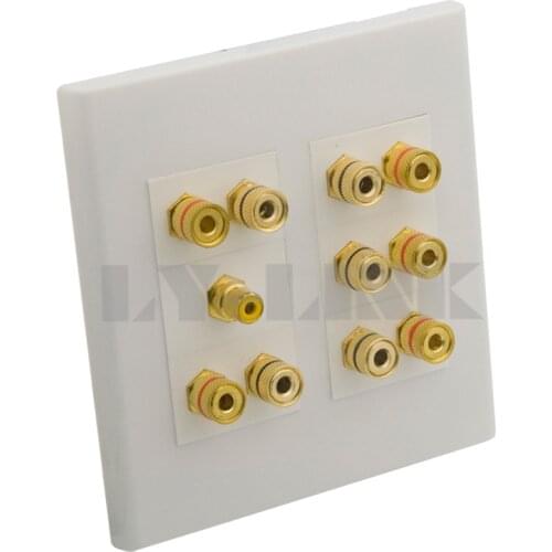 2 Gang Screwless 5.1 sound box speaker banana wall plate with female to female connector support DIY