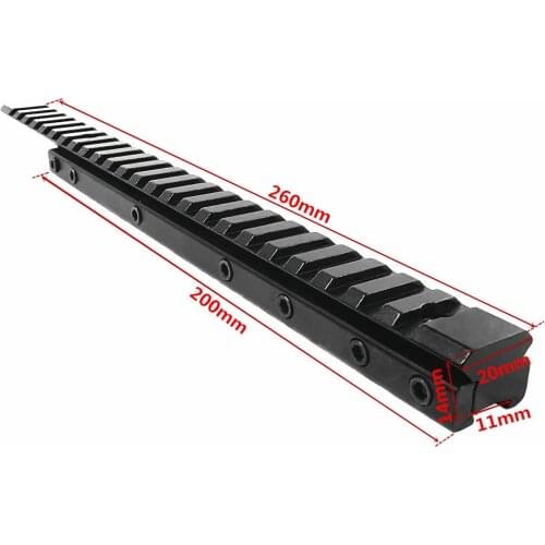24 Slot 260mm Dovetail Connector Weaver Scope Mount Picatinny Rail Adapter11mm to 20mm Tactical Bases Rifle Airsoft