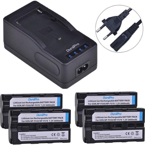 4pc NP-F550 NP-F570 NP F550 F570 Rechargeable Camera Battery + LED Quick Charger for Sony CCD-SC55 CCD-TRV81 CCD-TR910 CCD-TR917