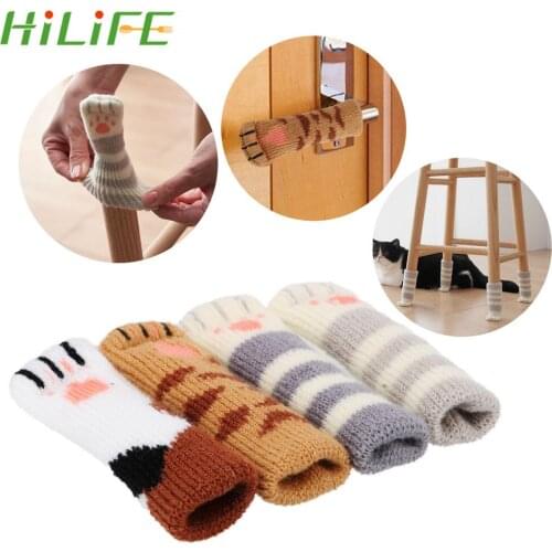 4Pcs/set Lovely Cat Feet Chair Leg Table Foot Covers Doorknob Cover Furniture Anti-skid Cushion Noise Reducer Floor Protectors