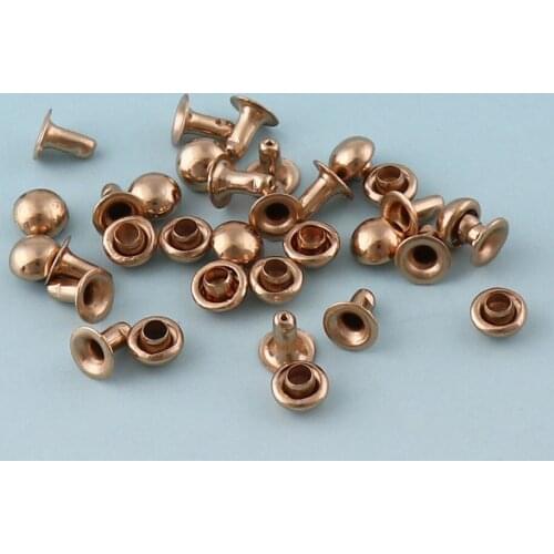 5mm Light gold Double Cap Rivets leather Rivets Nails Metal studs Leathercraft Round Studs for Bag Garment Bracelet