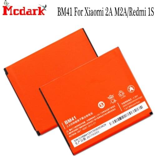 Mcdark 2000mAh BM41 Battery For Xiaomi 2A M2A Xiaomi Redmi 1S Batterie Bateria Accumulator AKKU PIL