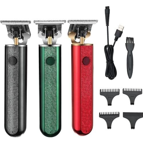 Cordless electric hair trimmer rechargeable hair clipper haircut machine beard trimmer hair cutter oil head white engraving