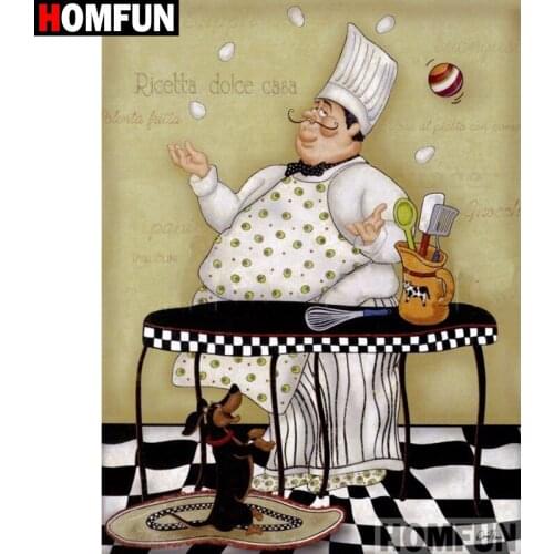 HOMFUN Full Square/Round Drill 5D DIY Diamond Painting "Cartoon chef" Embroidery Cross Stitch 5D Home Decor A08728