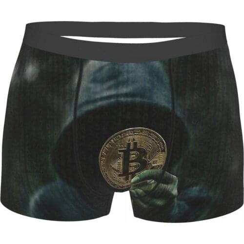Bitcoin Cryptocurrency Miners Meme Anonymous Holder Underpants Homme Panties Mens Underwear Print Shorts Boxer Briefs