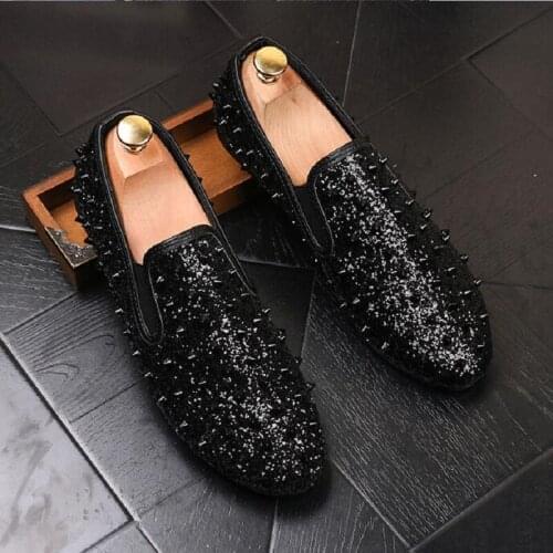 Design Mens Fashion Banquet Prom Dress Printing Rivet Shoes Flat Platform Sneaker Popular Hip Hop Shoe Zapatos De Hombre