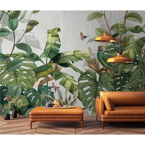 Custom Size Mural Tropical Rainforest Southeast Asia Jungle Plants Indoor Plants Home Decoration Background Wall Bedroom Decorat