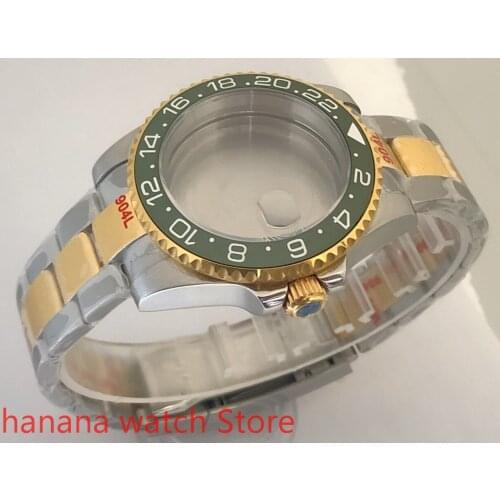 Sealed back cover 904L stainless steel gold strap bracelet 40mm sapphire glass ETA NH36 MH35 cases bezel green