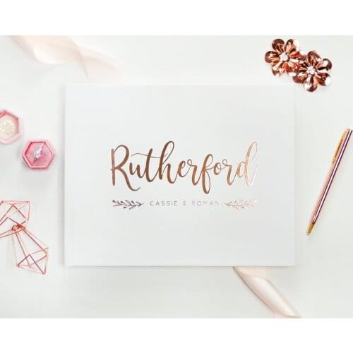 Customize rose gold Botanical Wedding guestbook Journals, bridal shower guest book photobooth instant photo albums books