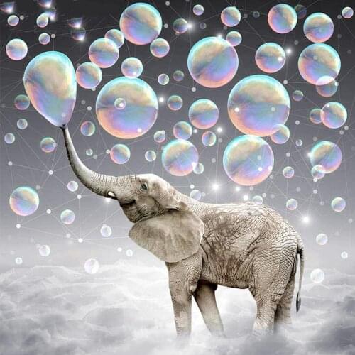 JMINE Div 5D Elephant Bubble Full Diamond Painting cross stitch kits art High Quality Animal 3D paint by diamonds